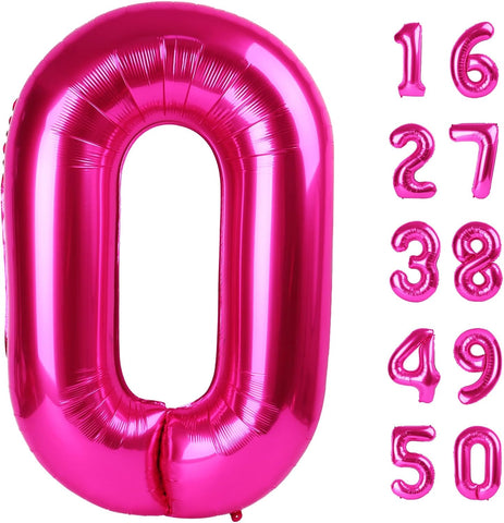 40 Inch Rose Red Number 0 Balloons Foil Digital Helium Number Balloons