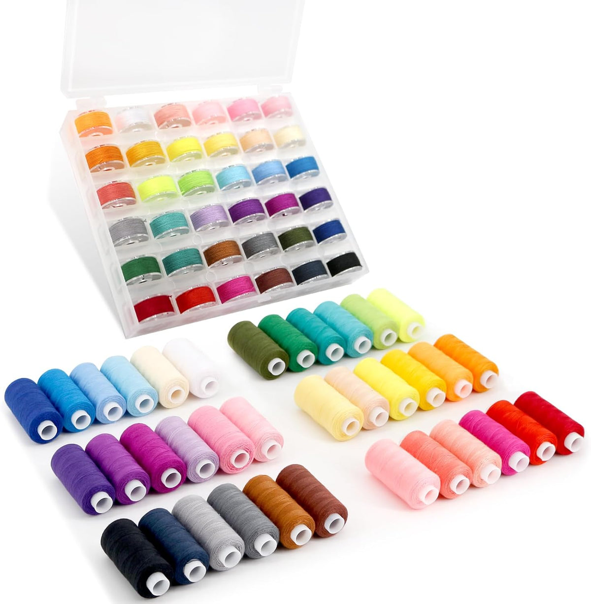 72Pcs Sewing Thread kit, 36 Assorted Colors Polyester Threads with Spools
