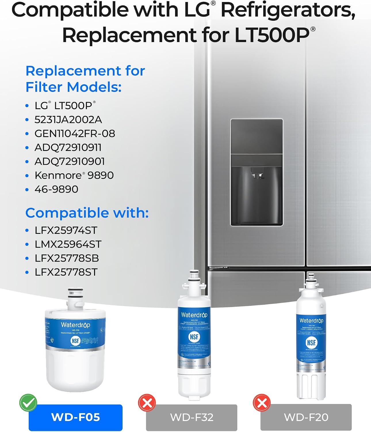 Waterdrop 5231JA2002A Refrigerator Water Filter, 4 Pack