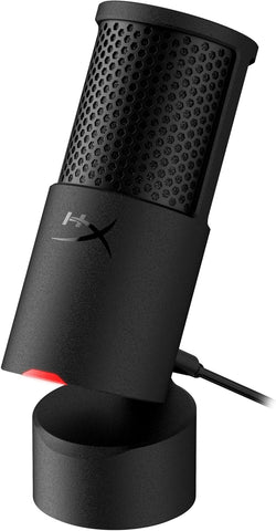 HyperX SoloCast 2 – Gaming USB Condenser Mic for PC, USB-C to USB-A, Built-in Pop Filter, Internal Shock Mount, Plug and Play, 24-bit / 96kHz, Compact Tiltable Stand – Black