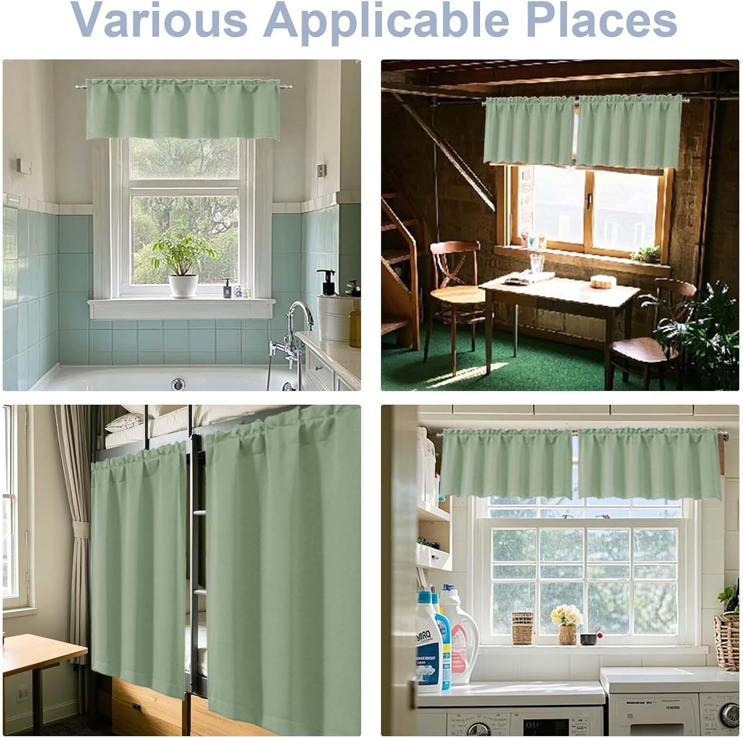 Chyhomenyc Light Green Short Blackout Curtains 36 Inch Length, 2 PCS