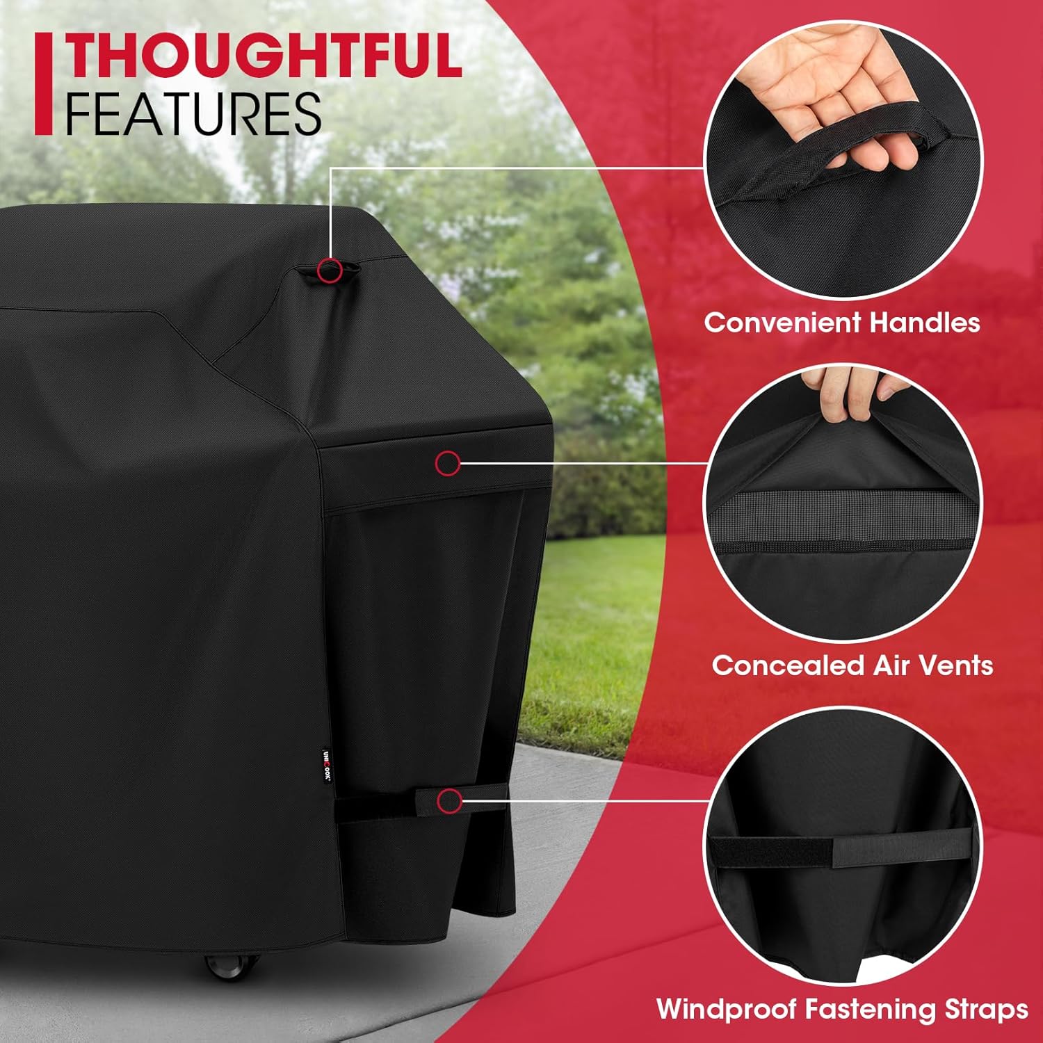 Unicook 55 Inch Grill Cover for Outdoor Grill, Heavy Duty Waterproof