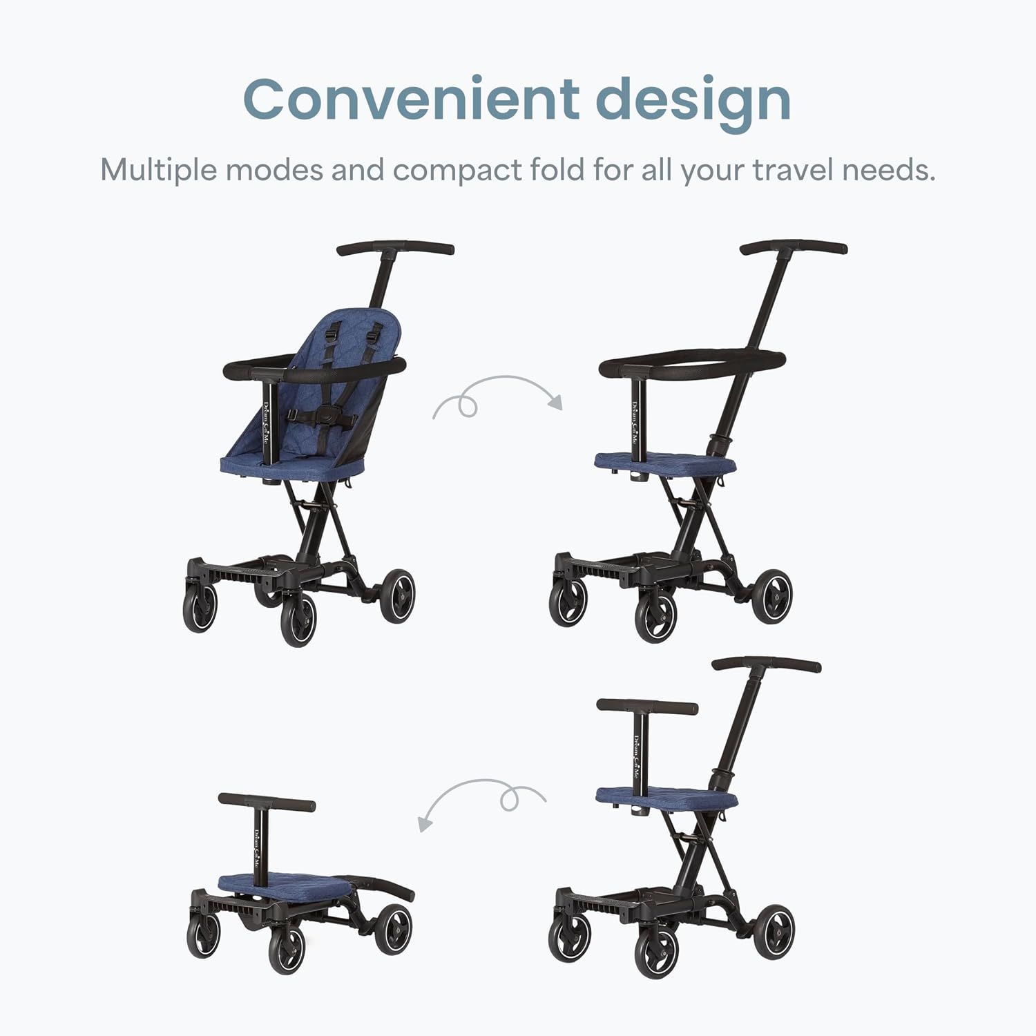 Dream On Me Coast Rider Lightweight Travel Stroller, 45 Lb Limit, Navy