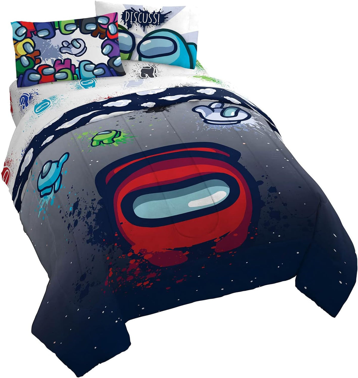 Among Us Queen Comforter Set 5 Piece Kids Video Game Bedding, Multi