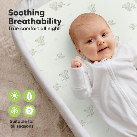 2pk Organic Bassinet Sheets, Compatible with Baby Delight (Elly)