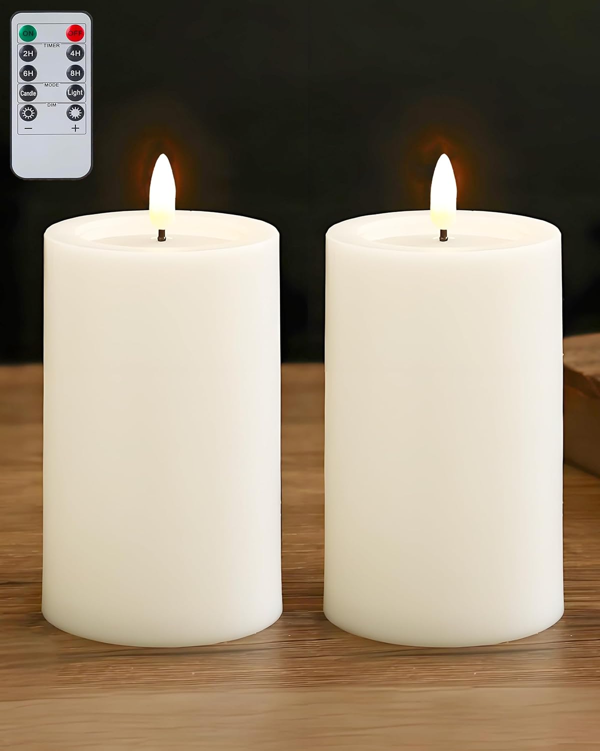 Gmnee 3"x4" Outdoor Waterproof Flameless Candles with Remote Timers Battery