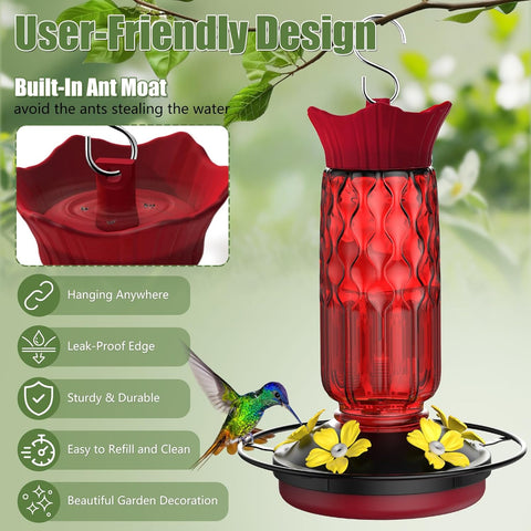 Hummingbird Feeders for Outdoors Hanging, 16 oz Plastic Hummingbird Feeders