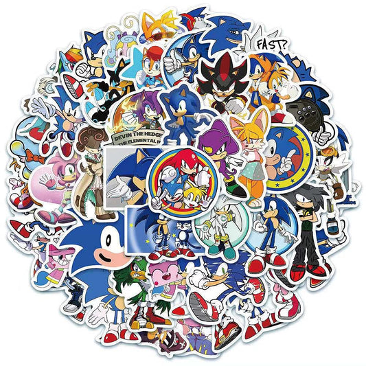 50pcs Sonic The Hedgehog Stickers Lovely Boy and Girl Stickers Laptop Water Bottle Luggage Snowboard Bicycle Skateboard Decal for Kids Teens Waterproof Stickers