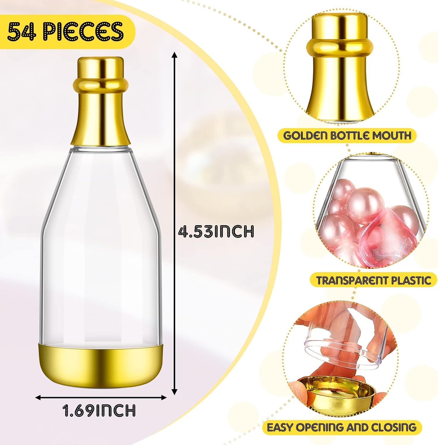 Cunhill 54 Pcs Mini Champagne Bottles Wedding Favors Bulk, Gold
