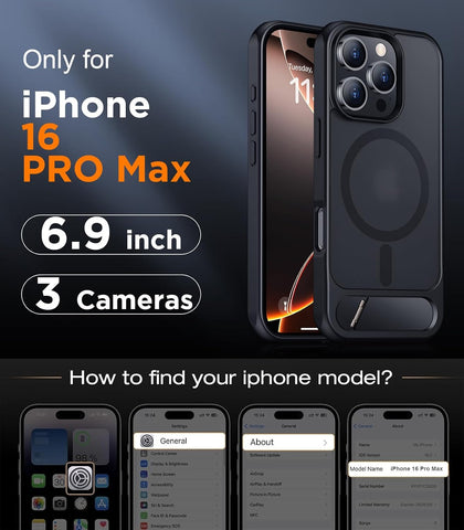 Magnetic Compatible with iPhone 16 Pro Max Case, [Built-in Invisible Kickstand][Compatible with MagSafe] [Military Grade Shockproof] Slim Translucent Matte Phone Case for iPhone 16 Pro Max 6.9"