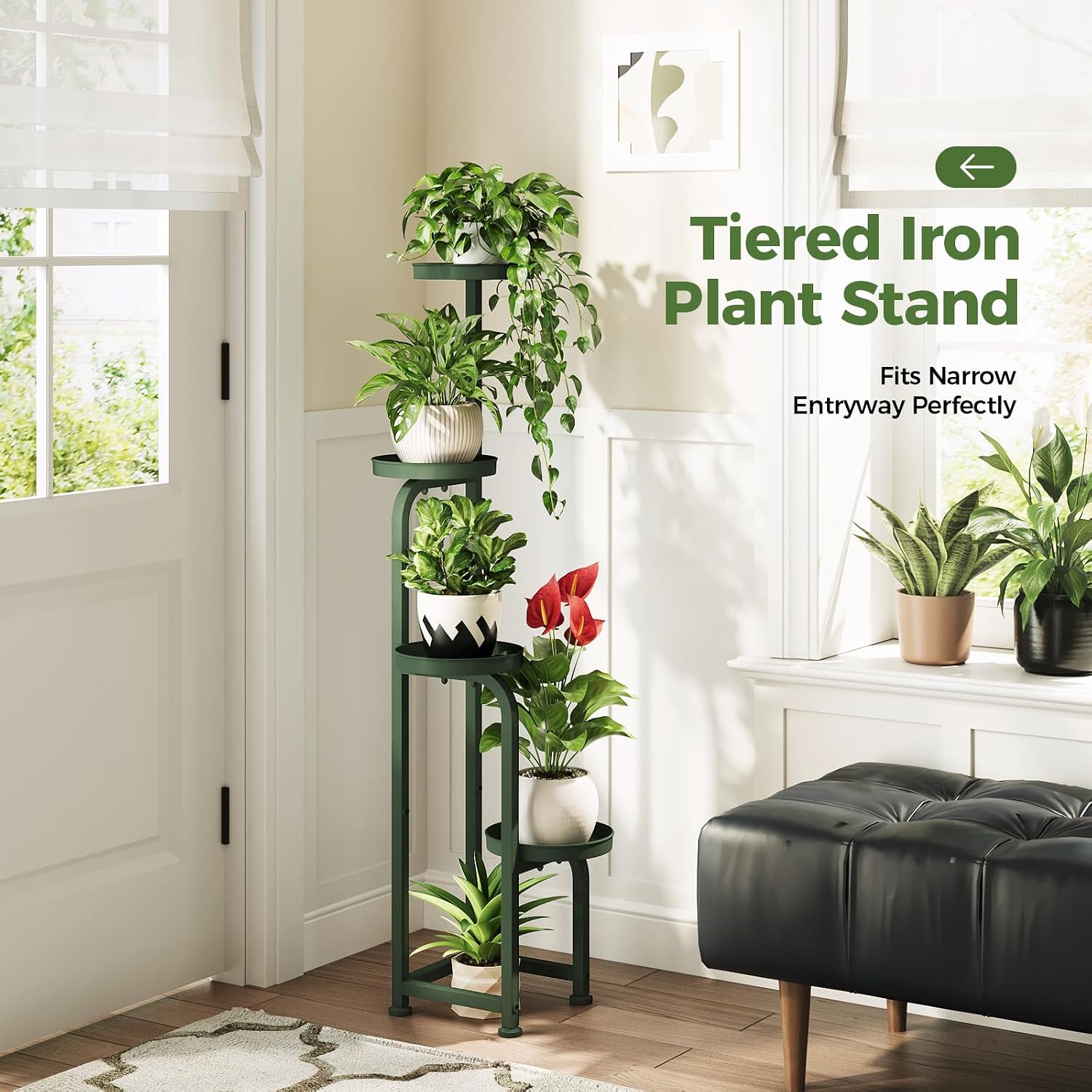Bamworld Corner Plant Stand Indoor Outdoor Tall Metal Flower Pot Stands