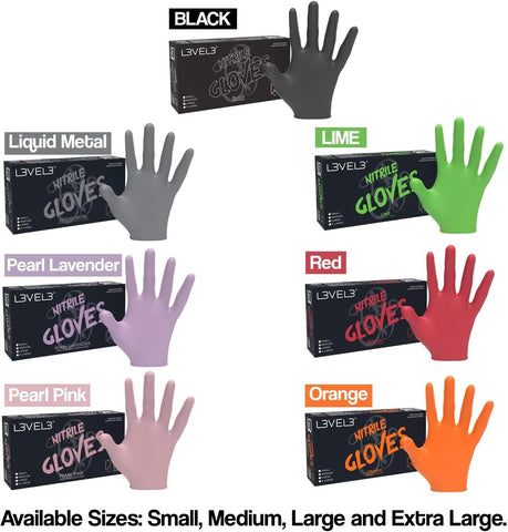 L3 Level 3 Nitrile Gloves - Professional Heavy Duty Disposable Gloves - Latex Free - Fits Snug - Box of 100