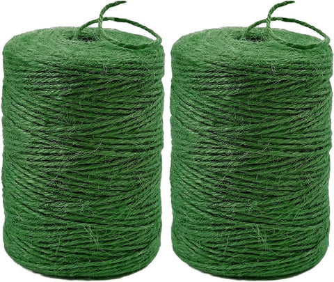 2Pack 2mm Natural Jute Twine String 1600 Feet Long Twine String for Crafting Gardening Gift Wrapping Macrame DIY Home Decor (Green-800Feet/Roll)