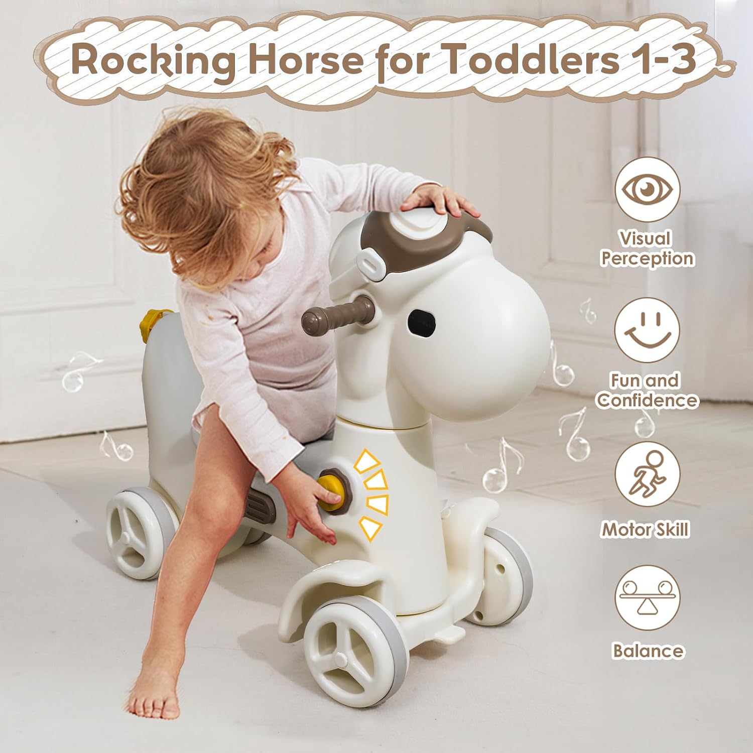 4 in 1 Rocking Horse for Toddlers 1-3 Years Old, Baby Rocking Toy
