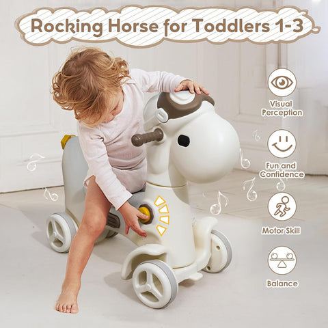 4 in 1 Rocking Horse for Toddlers 1-3 Years Old, Baby Rocking Toy