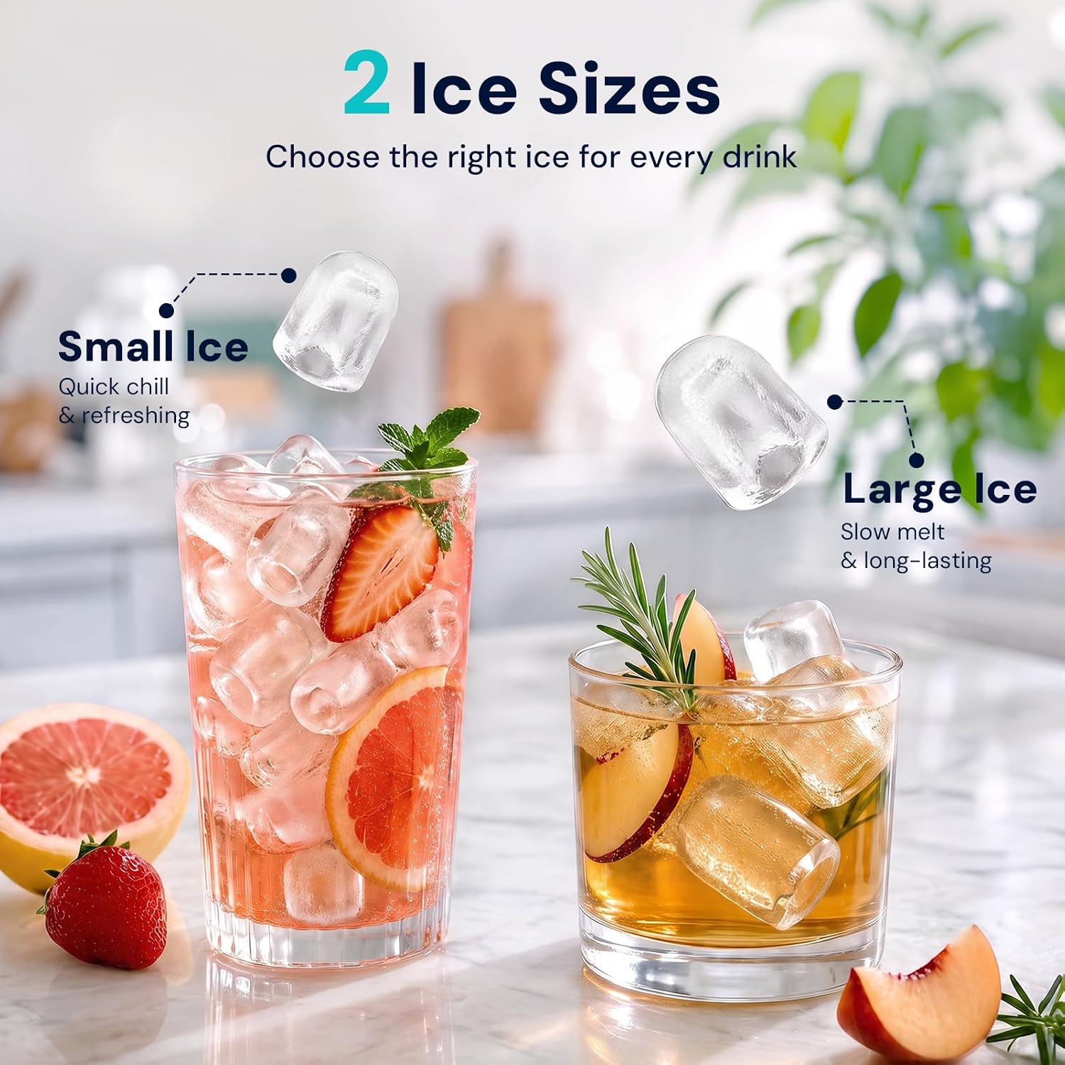 Kismile Countertop Ice Maker Machine, 26Lbs/Day Fastest 6‑Min Ice
