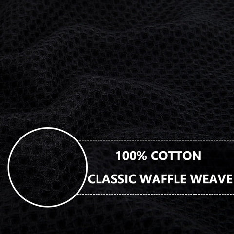 Homaxy 100% Cotton Waffle Weave Kitchen Dish Towels 6-Pack, Black