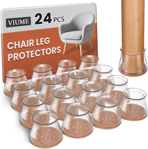 VIUME 24 Pcs Chair Leg Floor Protectors for Hardwood Floors Round