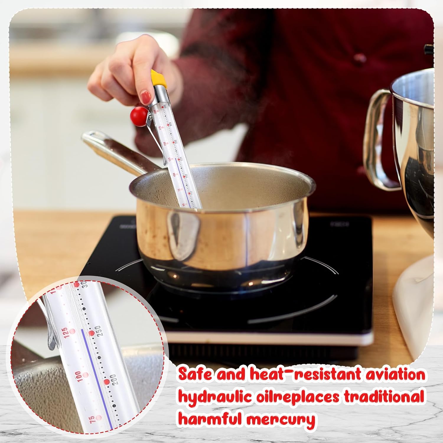 Photect 3 Pcs Candy Thermometer with Pot Clip 8", Mixed Color