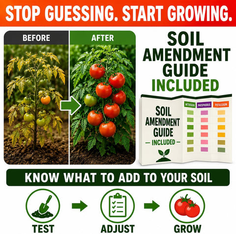 Soil Test Kit 140 Tests (2026 Updated Instructions) – pH, Nitrogen, Phosphorus, Potassium & Ammonia – Garden, Lawn & Plant Soil Tester Kit for Accurate Fertility Analysis