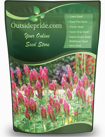 Outsidepride Crimson Clover Seeds - 2 lbs. Annual, Nitrocoated, & Inoculated Ground Cover Seeds, Ideal Clover Seed for Lawn, Cover Crop, Pasture, Hay, Green Manure & Wildlife Forage