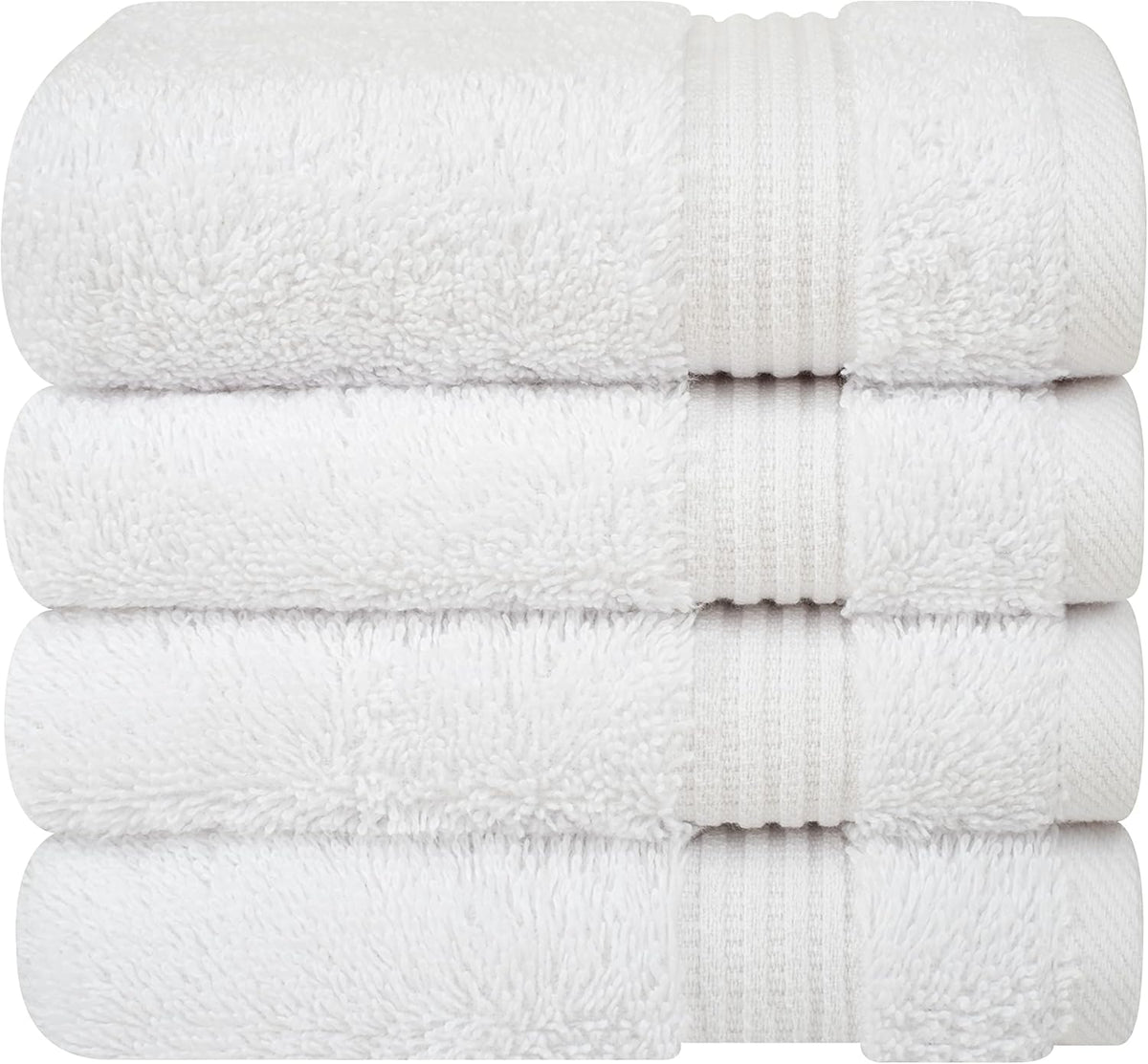 Cotton Paradise 100% Cotton Turkish Towel Set, Soft Absorbent Quick Dry, 4 Piece Washcloth Set, Snow White