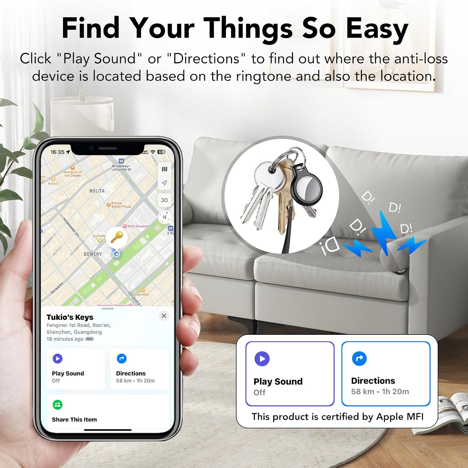 Air Tracker Tag-1 Pack (iOS Only), Smart Key Finder for Bag, Luggage