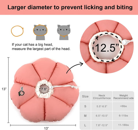 HiDREAM Cat Cone Collar,Cute Waterproof Elizabethan e Collar for Cats,Anti-Bite Lick Wound Healing Safety Cat Recovery Collar,All-Season Style