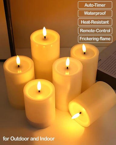 Gmnee 3"x4" Outdoor Waterproof Flameless Candles with Remote Timers Battery