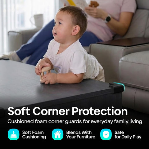 Komfortology 8-Pack Baby Proofing Corner Protectors, Pre-Taped, Black
