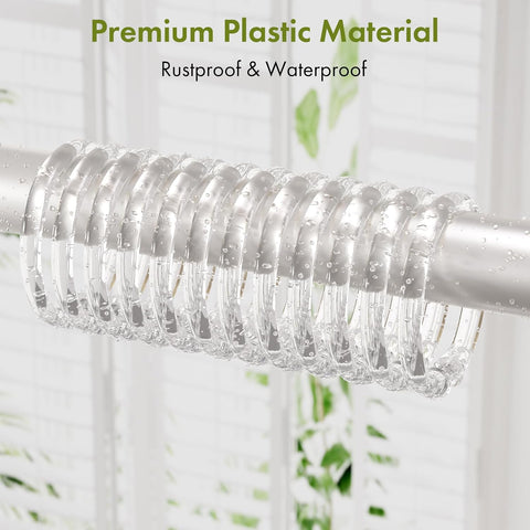 Amazer Plastic Shower Curtain Rings, 24 Pcs Shower Curtain Hooks, O Shape Clear Shower Curtain Hooks Rings, Easy to Snap Closure, Shower Hooks for Shower Curtain and Liner Bathroom