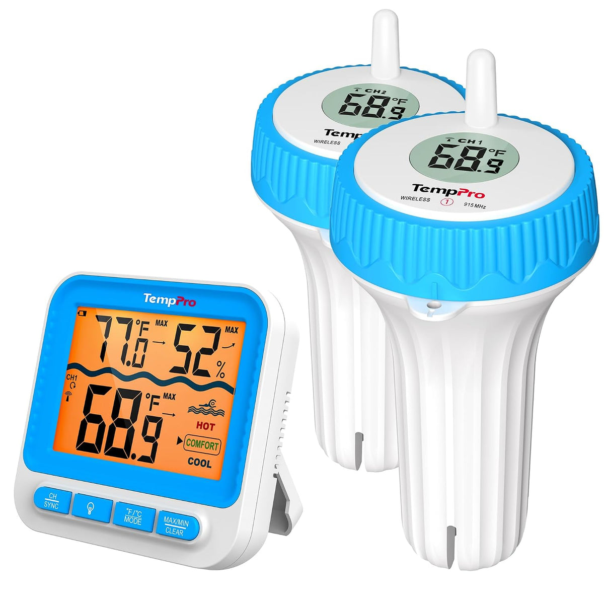 TempPro TempAir Wireless Pool Thermometer Floating Easy Read with Batteries (2)
