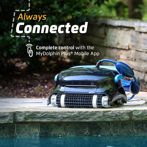 Dolphin Nautilus CC Plus Wi-Fi Automatic Robotic Pool Vacuum Cleaner, Always Cleaning, Never Charging, with Wall Climbing Scrubber Brush, Ideal for In-Ground Pools up to 40 FT in Length