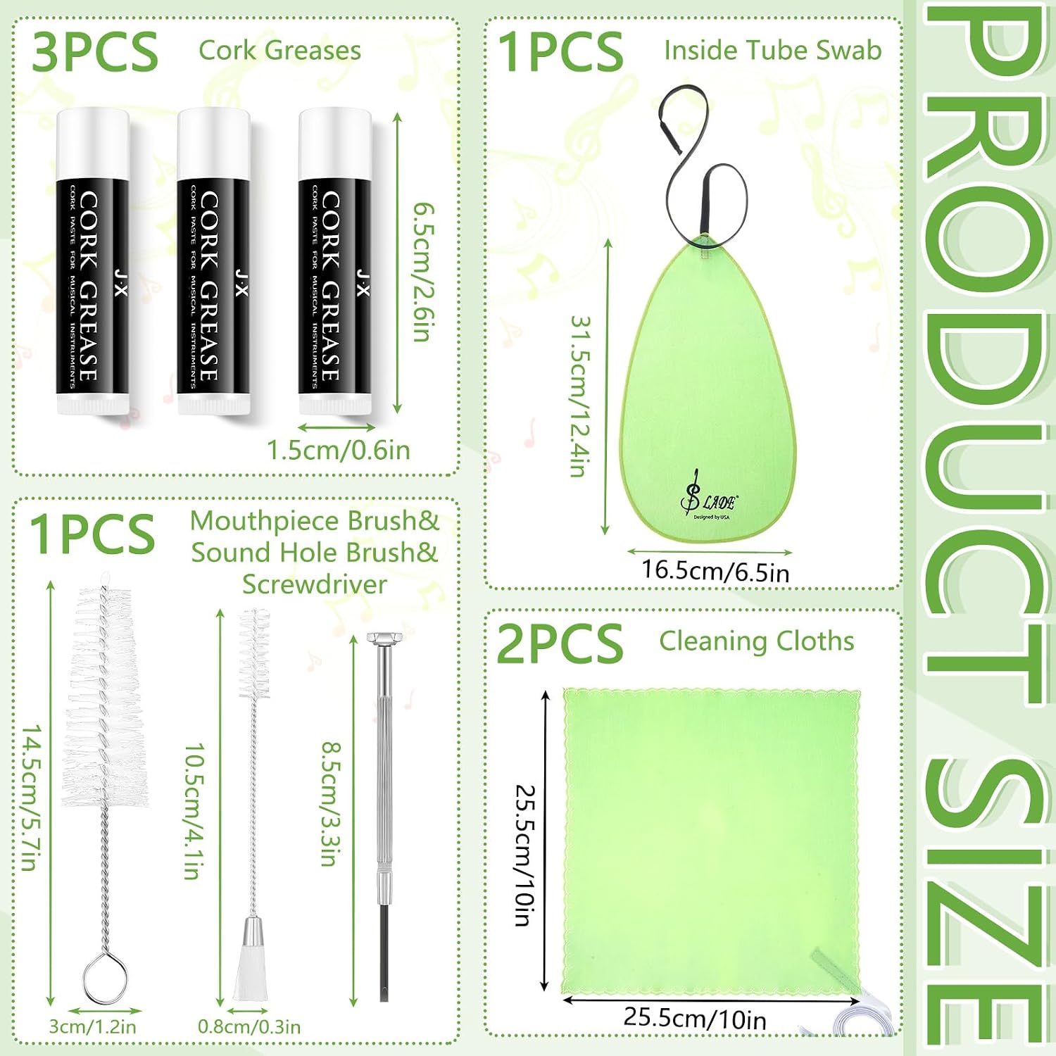 Boao 23 Pcs Clarinet Cleaning Kit All in One Accessories Set, Green