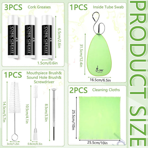 Boao 23 Pcs Clarinet Cleaning Kit All in One Accessories Set, Green