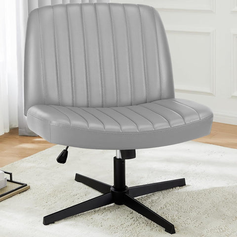 DUMOS Criss Cross Chair, Cross Legged Vanity Chair No Wheels, Home Office