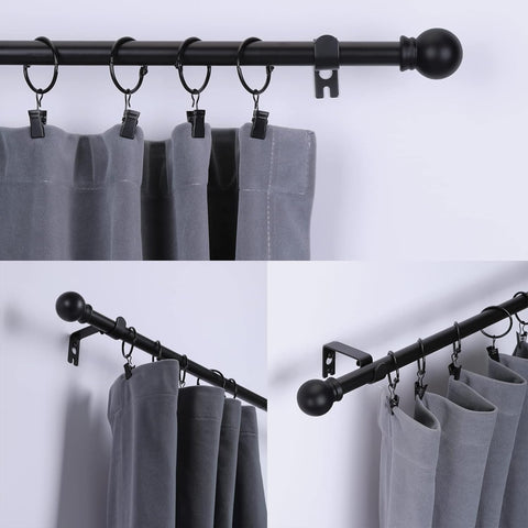 Thestoa 2 Pack Black Curtain Rods for Windows 66 to 120 Inch, 5/8" Diameter Matte Black Small Curtain Rods for Bedroom, Living Room, Kitchen, Outdoor, Farmhouse, Cafe