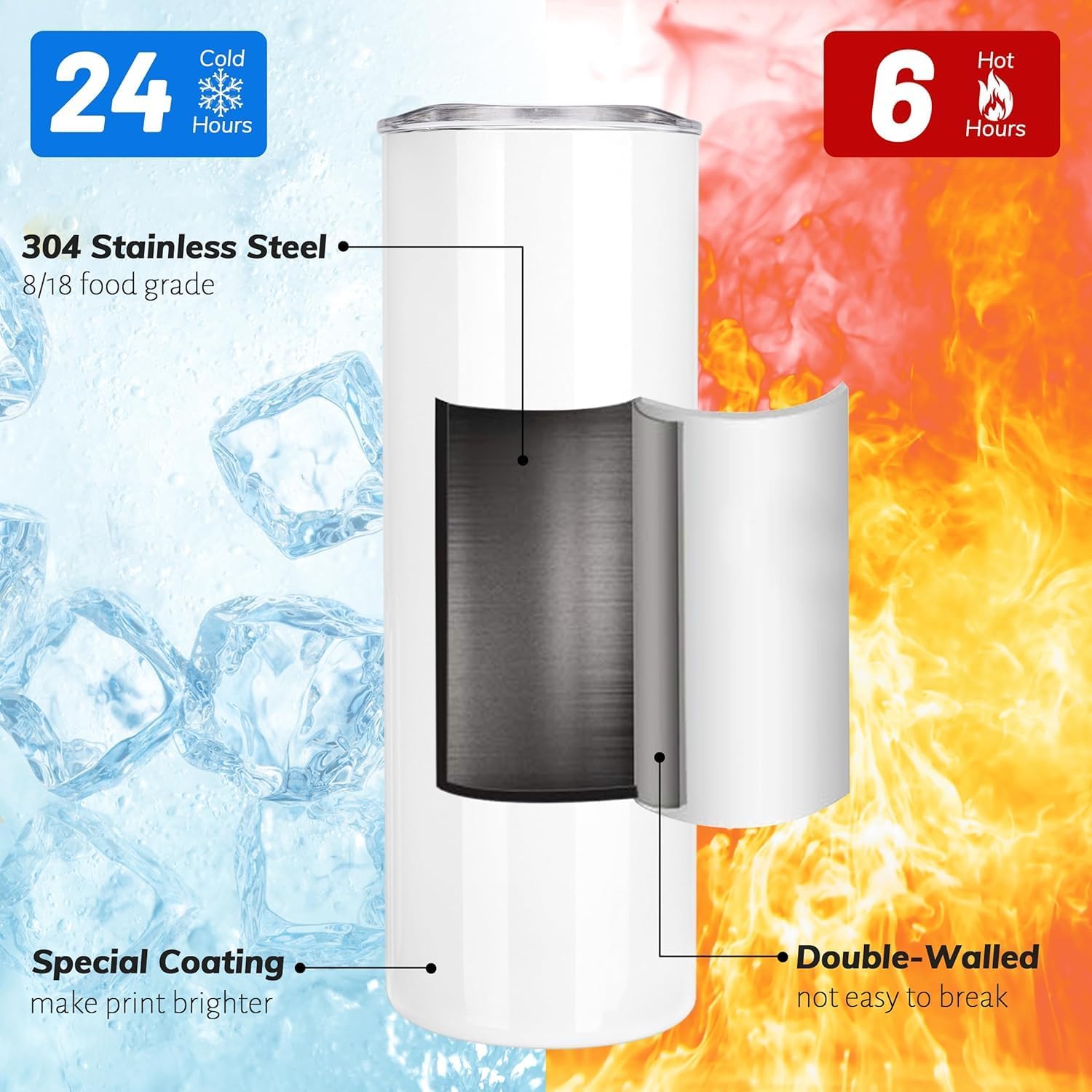 Joyclub 25 Pack Sublimation Tumblers 20 oz Bulk Sublimation Cups