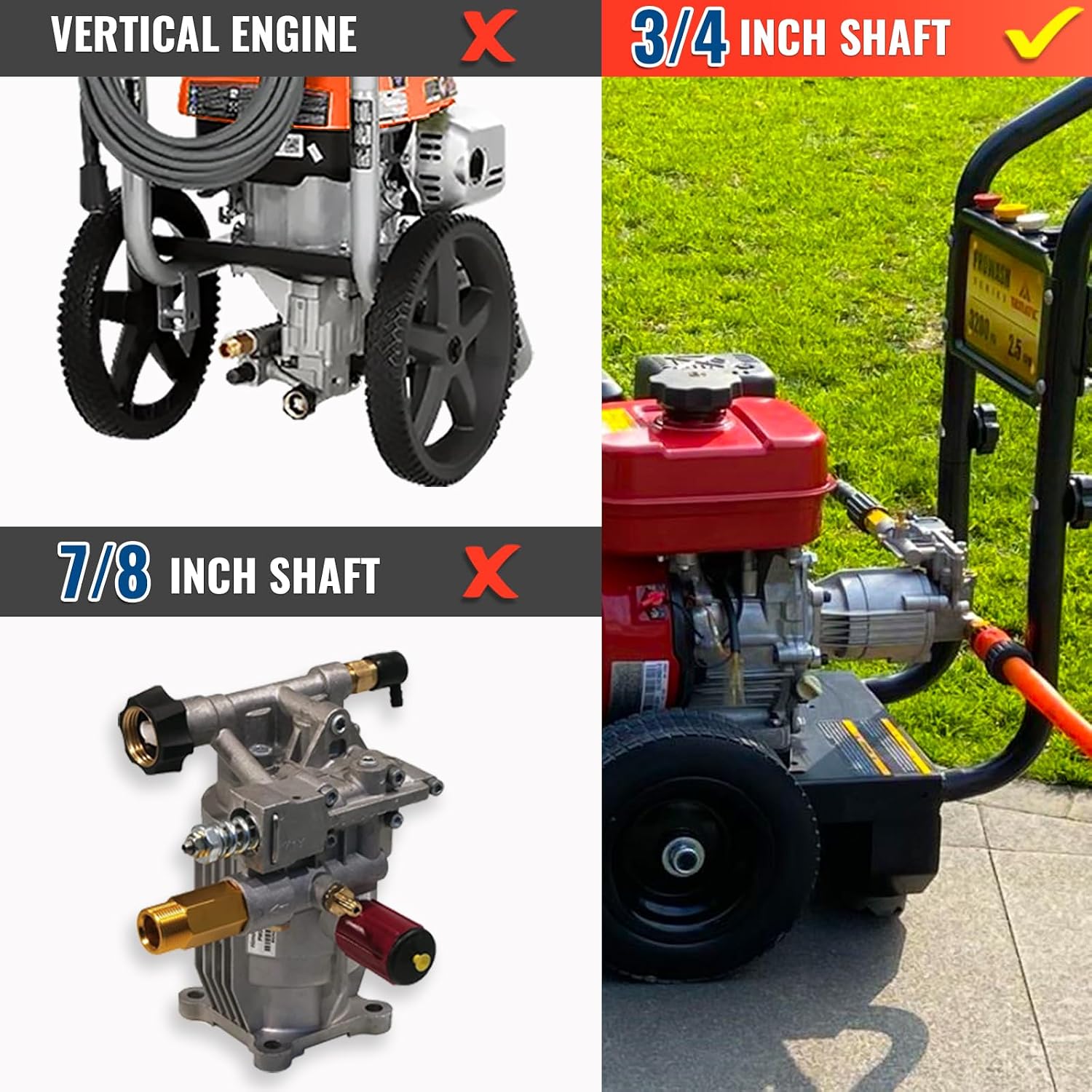 YAMATIC 3/4" Shaft Horizontal Pressure Washer Pump 3400 PSI 2.5 GPM