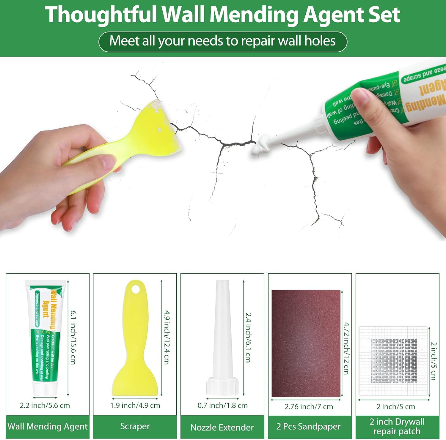 Drywall Repair Kit, Ranekie Drywall Hole Patch Kit Spackle Putty Wall Repair Large Hole Patch Kit, Wall Mending Agent with Scraper Easy to Fill The Holes for Home Wall, Plaster Dent Repair
