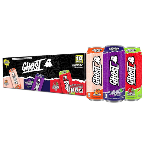 GHOST Energy Drink, Zero Sugars, 18-Pack, Variety Pack, 16oz