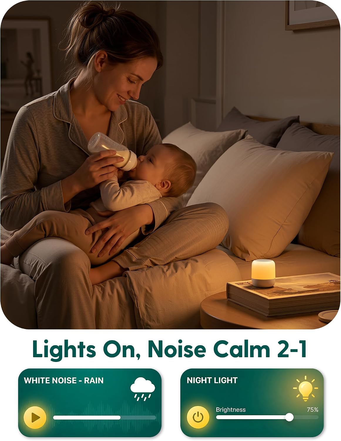 Babelio Pocket Glow White Noise Machine for Travel, 9-Color Light