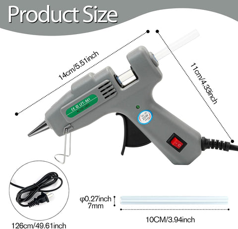 SHJADE Hot Glue Gun with 30 Glue Sticks, 20W Mini Hot Melt Gun Kit(Grey)
