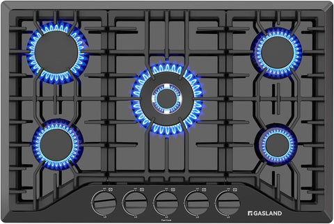 GASLAND Gas Cooktop 30 Inch Black, 5 Burner Propane Stovetop