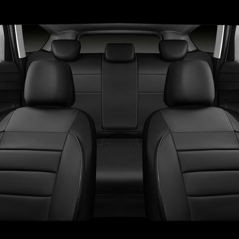 CAR PASS Leather Seat Covers Full Set Universal Water Resistant 3D Foam Back Support, Luxury Comfort Automotive 5 Seat Covers All Season Fit for SUV,Sedan,Van, Airbag Compatible Elegance(Pure Black)