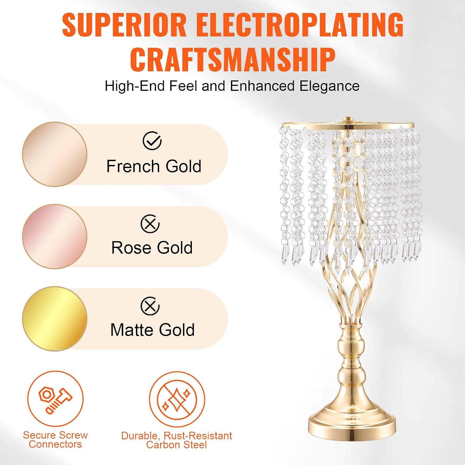 VEVOR 12PCS Metal Wedding Gold Centerpieces for Table 19.3”,Holders for Tables, Wedding Dinner Party and Ceremony Decor