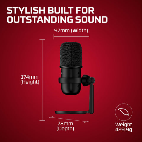 HyperX SoloCast – USB Condenser Gaming Microphone, for PC, PS4, PS5 and Mac, Tap-to-Mute Sensor, Cardioid Polar Pattern, great for Streaming, Podcasts, Twitch, YouTube, Discord,Black