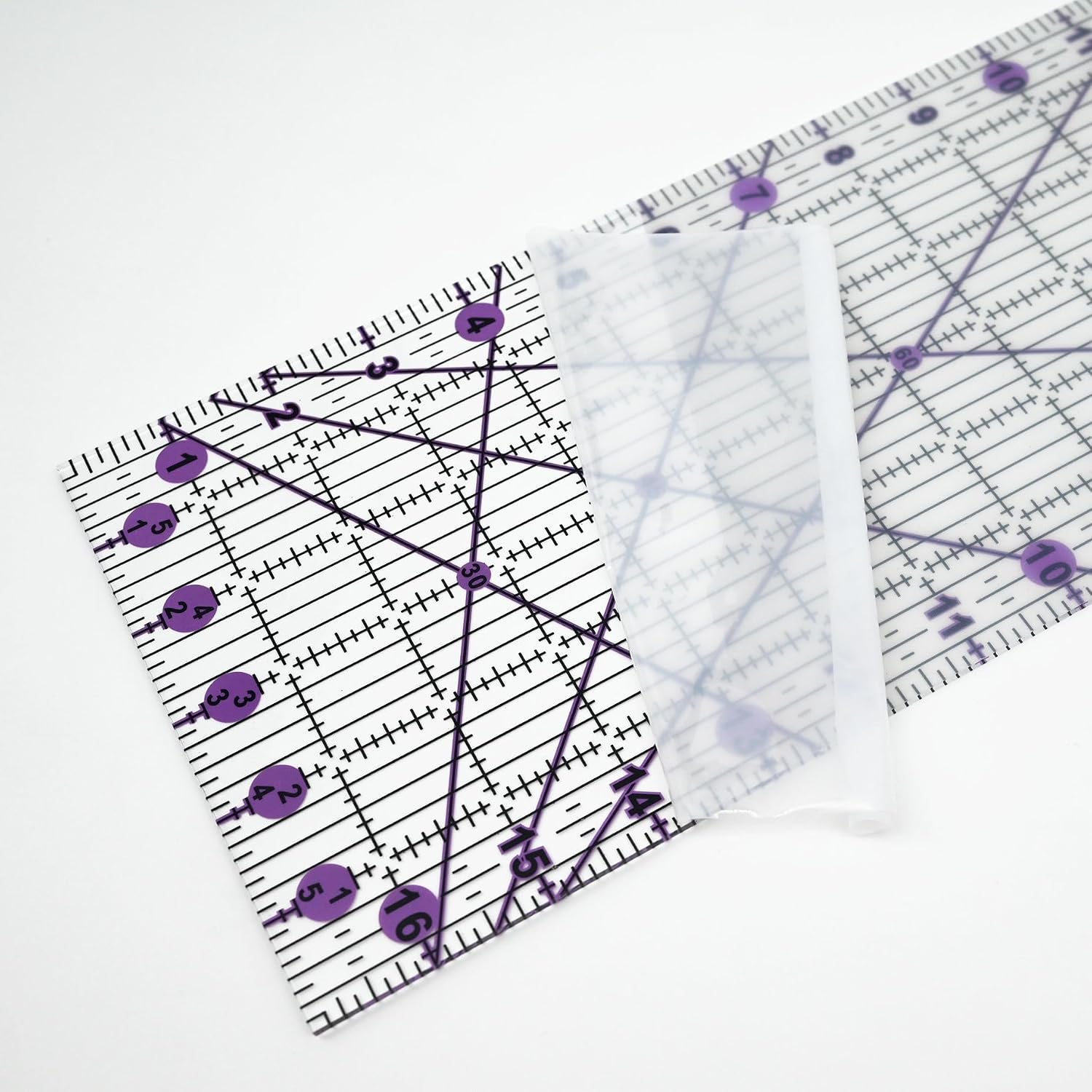 Quilting Rulers Sewing Ruler,Acrylic Quilting Ruler Templates,Precision Cutting Tools for Patchwork Fabric,Sewing Supplies Purple(6"X17",3"X16",1.5"X12",1"X11")