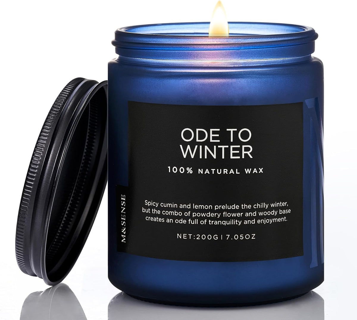 M&SENSE Ode to Winter Scented Candle for Home Natural Soy Wax Non Toxic Cotton Wick Winter Scent, 7.05oz Up to 50 Hours Burn Time Gifts for Christmas Holiday