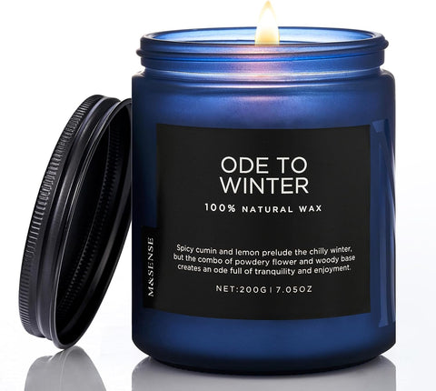 M&SENSE Ode to Winter Scented Candle for Home Natural Soy Wax Non Toxic Cotton Wick Winter Scent, 7.05oz Up to 50 Hours Burn Time Gifts for Christmas Holiday
